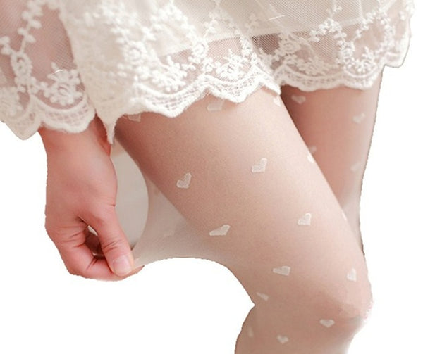 Free Shippig High Quality All-match Peach Love Heart Sexy Transparent Pantyhose Black Stockings Fashion Women's Tights