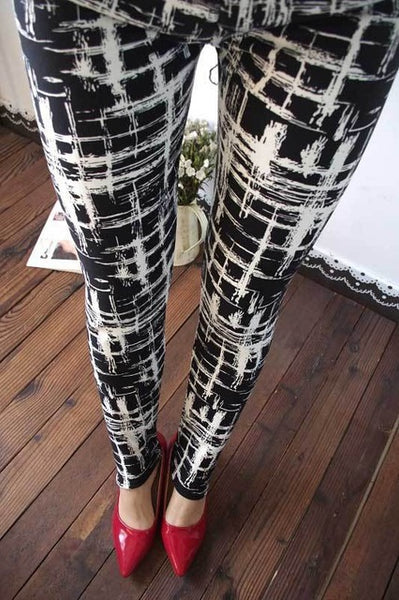 BIVIGAOS Spring Summer Womens Fashion Black Milk Thin Stretch leggings Colored Stars Graffiti Slim Skinny Leggings Pants Female