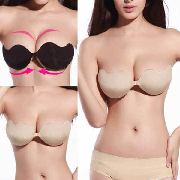 Sexy woman Push Up Self-Adhesive Silicone Bust Front Closure Strapless Invisible bra 2017 Hot Sale