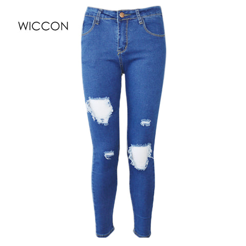 Fashion Casual Women Brand Vintage High Waist Skinny Denim Jeans Slim Ripped Pencil Jeans Hole Pants Female Sexy Girls Trousers