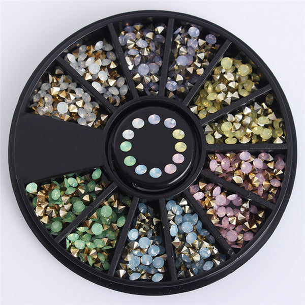 Chameleon Stone 3D Nail Art Decoration in Wheel Irregular Beads Nail Rhinestone Mixed Color Caviar Beads Flat Bottom Nail Studs