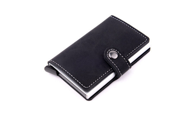P.KUONE RFID Blocking Mini Wallet 2017 Protect Safe Credit Card Holder Designer High Quality Aluminum Leather Clip Waller Purse