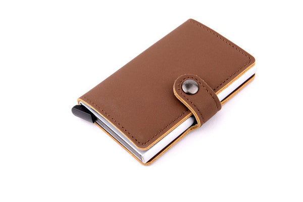 P.KUONE RFID Blocking Mini Wallet 2017 Protect Safe Credit Card Holder Designer High Quality Aluminum Leather Clip Waller Purse