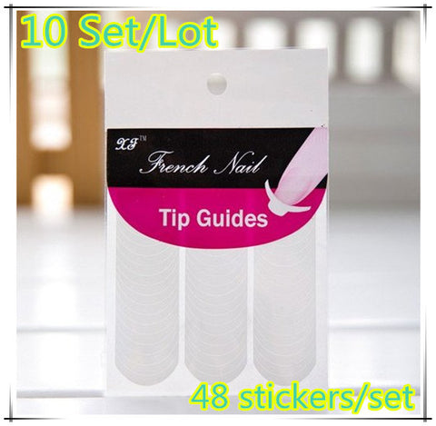 YZWLE 10 x Nail Art French Tip Guides Sticker C Style Guides Sticker DIY Stencil Hot