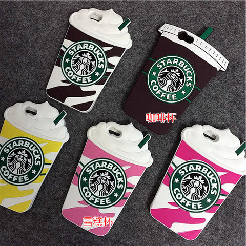 3D Cartoon Silicon Starbuck Coffee Cup Phone Cases For iPhone 4 4S 5 5S SE 6 6S 7 For Samsung Galaxy S3 S4 S5 S6 S7 Edge Plus