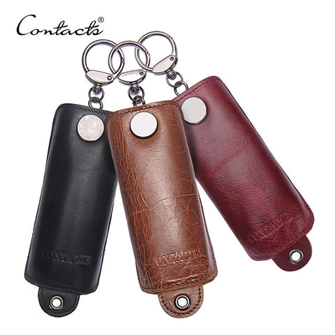 CONTACT'S 2017 Key Holder Wallet 100% Genuine Leather Unisex Solid Key Wallet Organizer Bag Keys Housekeeper Wallet 3 Color