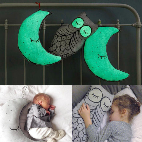 Baby Toys Glowing In Dark Moon Night Star light bulb Owl Cushion Plush Decorative Pillow Kids Bed Appease Dolls Christmas Gift