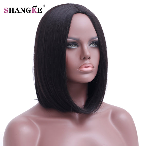 SHANGKE Hair Short Bob Black Wig Women Natural Synthetic Wigs For Black Women Heat Resistant Synthetic Bob Hair Women