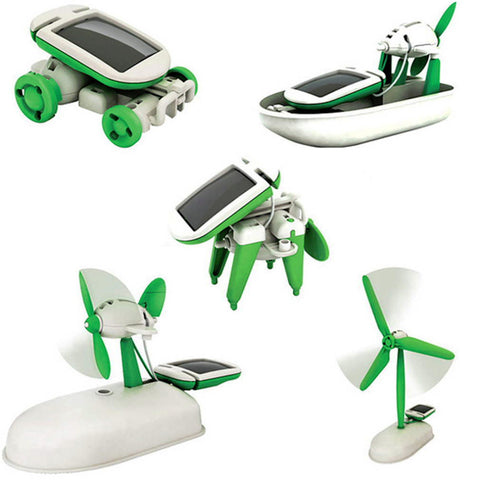 Solar Power 6 in 1 Toy Kit DIY Educational Robot Car Boat Dog Fan Plane Puppy toys
