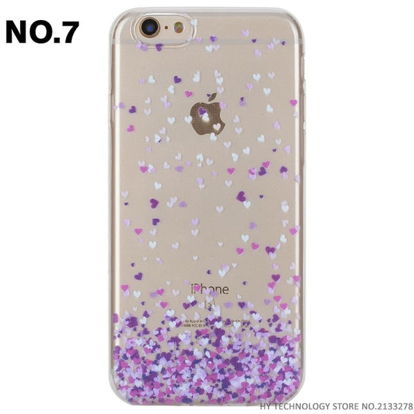 Phone Case For iPhone 5 5S SE 6 6S 7 PLUS Cute Cartoon High Quality Painted TPU Soft Cases Silicone Flower Pattern Cover Shell