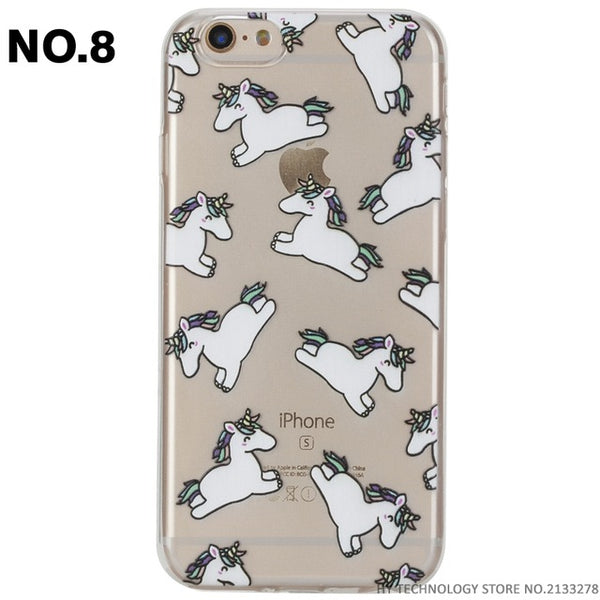 Phone Case For iPhone 5 5S SE 6 6S 7 PLUS Cute Cartoon High Quality Painted TPU Soft Cases Silicone Flower Pattern Cover Shell