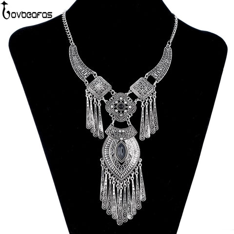 LOVBEAFAS 2017 Fashion Bohemian Choker Collar Necklace Vintage Tassel Statement Maxi Long Necklace Women Collier Femme Jewelry