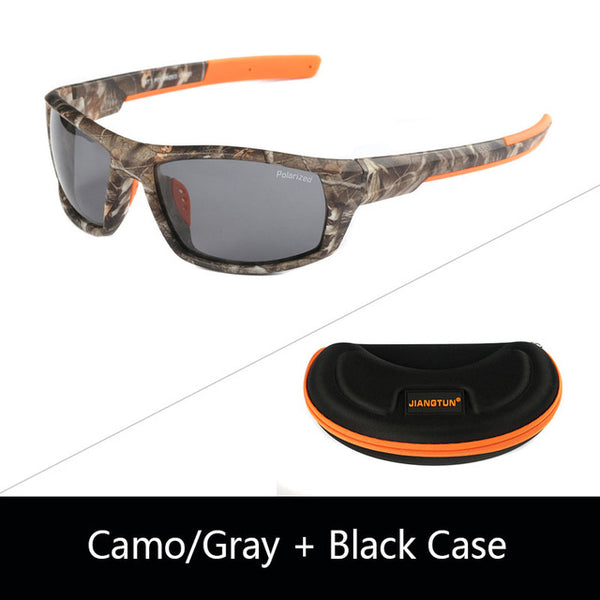 JIANGTUN Hot Trendy Camo Black Polarized Sunglasses Men Women Brand Designer Sports Sun Glasses UV400 Driving Gafas