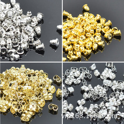 100 pcs/lot Alloy Earring Backs Bullet Stoppers Earnuts Earring Plugs DIY Gold Silver Plated Findings Jewelry Accessories #JA004