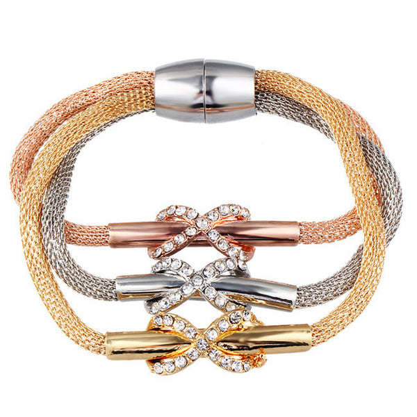 17KM Fashion Gold Color Crystal Skull Bracelet & Bangle 2017 New 3 PCS/Set Charm Luxury Love Anchors Heart Women Bracelet Gift