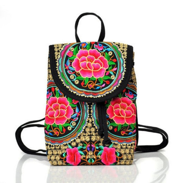 WALLIKE brand Lady New Embroidery Unique Nice School Bag Ethinic Travel Rucksack Shoulder Bags Women National Style Backpack