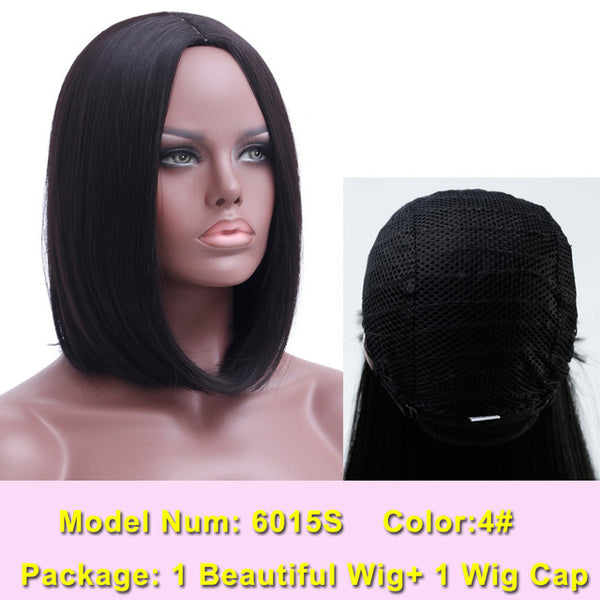 SHANGKE Hair Short Bob Black Wig Women Natural Synthetic Wigs For Black Women Heat Resistant Synthetic Bob Hair Women