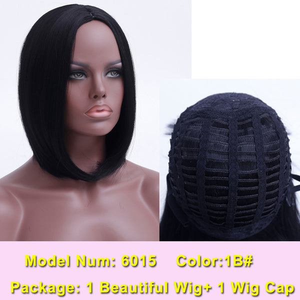 SHANGKE Hair Short Bob Black Wig Women Natural Synthetic Wigs For Black Women Heat Resistant Synthetic Bob Hair Women