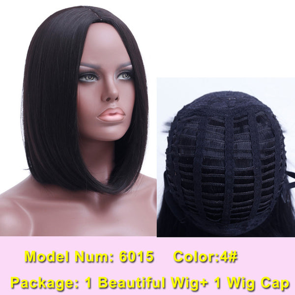 SHANGKE Hair Short Bob Black Wig Women Natural Synthetic Wigs For Black Women Heat Resistant Synthetic Bob Hair Women