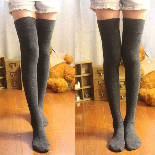 New 1 Pair Sexy Cotton Over The Knee Socks Thigh High Stocking Thinner Jecksion #LSN