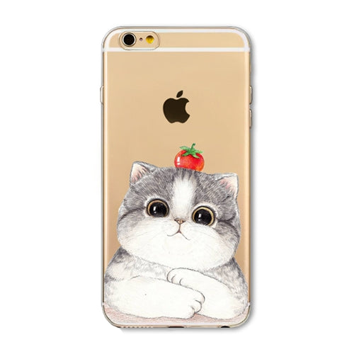 Phone Case For Apple iPhone 6 6S 6Plus 6s Plus 4 4S 5 5S SE Soft TPU Silicon Transparent Cover Cute Cat Owl Animal Phone Cases