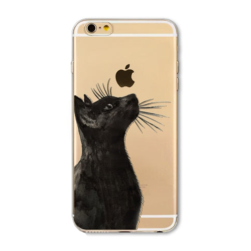 Phone Case For Apple iPhone 6 6S 6Plus 6s Plus 4 4S 5 5S SE Soft TPU Silicon Transparent Cover Cute Cat Owl Animal Phone Cases