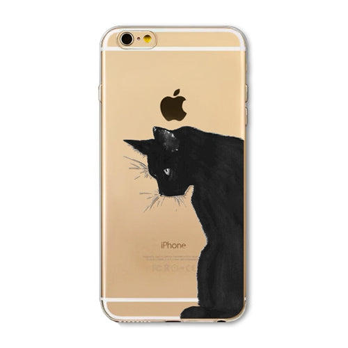 Phone Case For Apple iPhone 6 6S 6Plus 6s Plus 4 4S 5 5S SE Soft TPU Silicon Transparent Cover Cute Cat Owl Animal Phone Cases