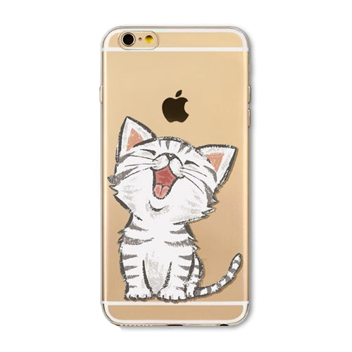 Phone Case For Apple iPhone 6 6S 6Plus 6s Plus 4 4S 5 5S SE Soft TPU Silicon Transparent Cover Cute Cat Owl Animal Phone Cases