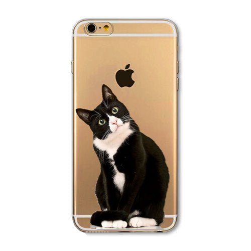 Phone Case For Apple iPhone 6 6S 6Plus 6s Plus 4 4S 5 5S SE Soft TPU Silicon Transparent Cover Cute Cat Owl Animal Phone Cases