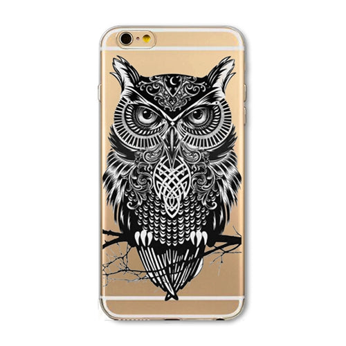 Phone Case For Apple iPhone 6 6S 6Plus 6s Plus 4 4S 5 5S SE Soft TPU Silicon Transparent Cover Cute Cat Owl Animal Phone Cases