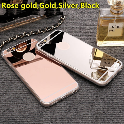 Ultra Thin Luxury Bling Mirror Soft TPU Silicon Back Cover Case for IPhone 7 6 6s Plus 5 5s 5SE 4 4s Mobile Phone Bag Cases