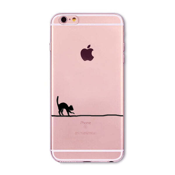 Cute Cat Case Cover For Apple iPhone 6 6s 7 Plus 6sPlus 6Plus 4 4s 5 5s SE Transparent Soft Silicone Cell Phone Bag Capa Cases