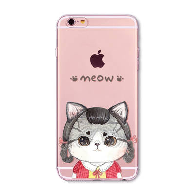 Cute Cat Case Cover For Apple iPhone 6 6s 7 Plus 6sPlus 6Plus 4 4s 5 5s SE Transparent Soft Silicone Cell Phone Bag Capa Cases