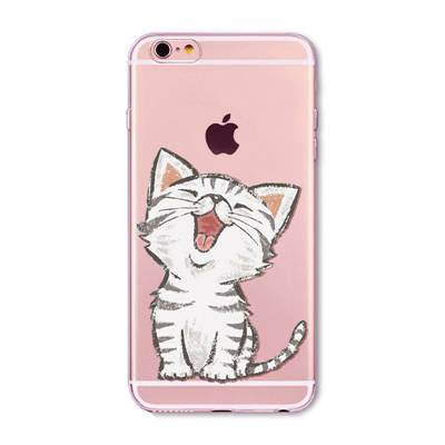 Cute Cat Case Cover For Apple iPhone 6 6s 7 Plus 6sPlus 6Plus 4 4s 5 5s SE Transparent Soft Silicone Cell Phone Bag Capa Cases