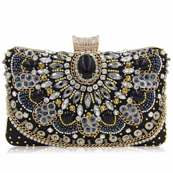 NATASSIE Women Clutch Ladies Diamond Day Clutches Purses Female Beaded Bag With Chain