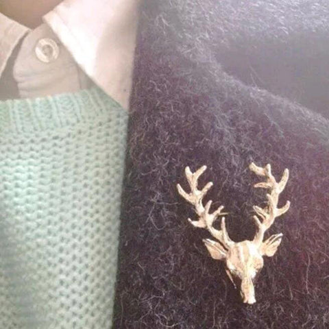 Tomtosh 2017 Hot 1 pcs Hot Unisex Animal Christmas Xmas Popular Cute Gold Deer Antlers Head Pin Brooches Styling Jewelry