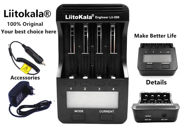 Liitokala Lii500 LCD Display 18650 Battery Charger Lii-500 For 18650/26650/16340/A/AA/AAA/Ni-MH/Ni-Cd Rechargeable Batteries