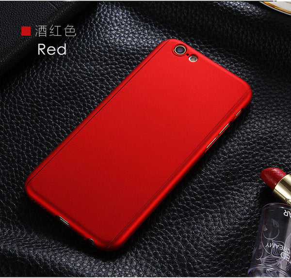 MaxGear 360 Degree Full Cover Red Case For iPhone 6  6s 7 Plus 5S 5 SE With Tempered Glass Case 6 Plus Phone Case Capa Coque