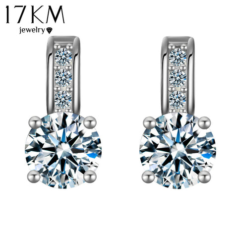 17KM 2017 Dropship Silver Color Crystal Earring Brincos Stud Earring Rhinestone aretes Pendiente oorbellen Earrings For Women