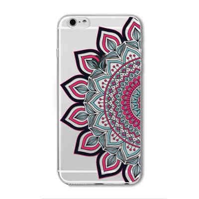 Case For iPhone 6 6S Plus 5 5S SE 6Plus Transparent Cases Floral Paisley Flower Mandala Henna Silicone Soft Phone Cover