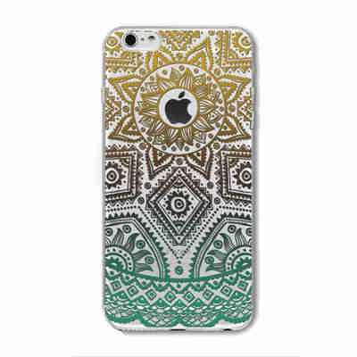 Case For iPhone 6 6S Plus 5 5S SE 6Plus Transparent Cases Floral Paisley Flower Mandala Henna Silicone Soft Phone Cover