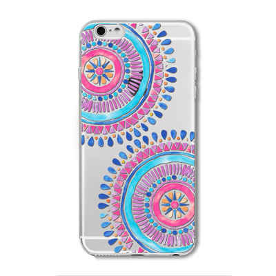 Case For iPhone 6 6S Plus 5 5S SE 6Plus Transparent Cases Floral Paisley Flower Mandala Henna Silicone Soft Phone Cover