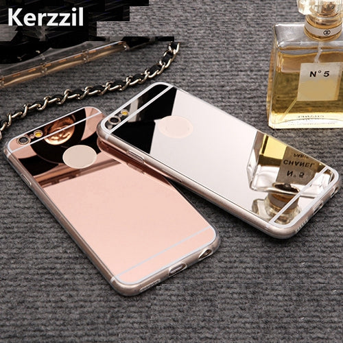 Kerzzil Rose gold Luxury Mirror Flash Fashion Case For iPhone 7 6 6S Plus 5s SE Soft Clear TPU Cover For iPhone 6 7 6S 5S