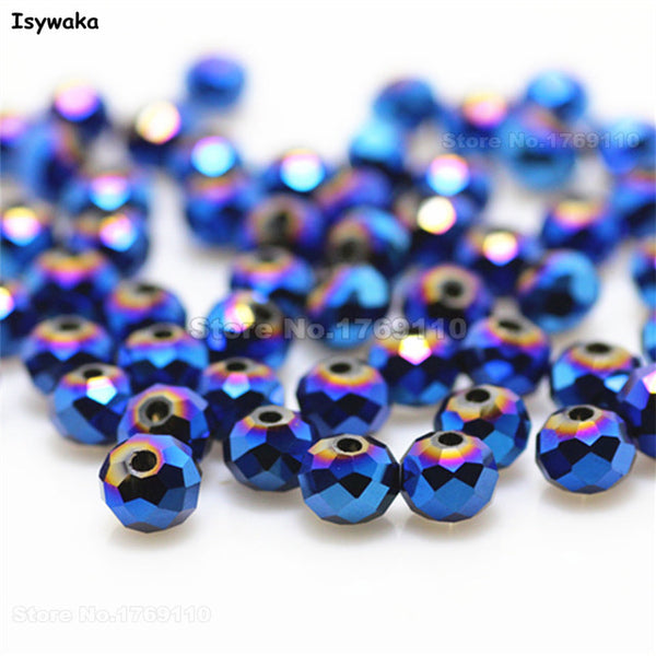 Isywaka Mixed Colors 4*6mm 100pcs Rondelle  Austria faceted Crystal Glass Beads Loose Spacer Round Beads for Jewelry Making