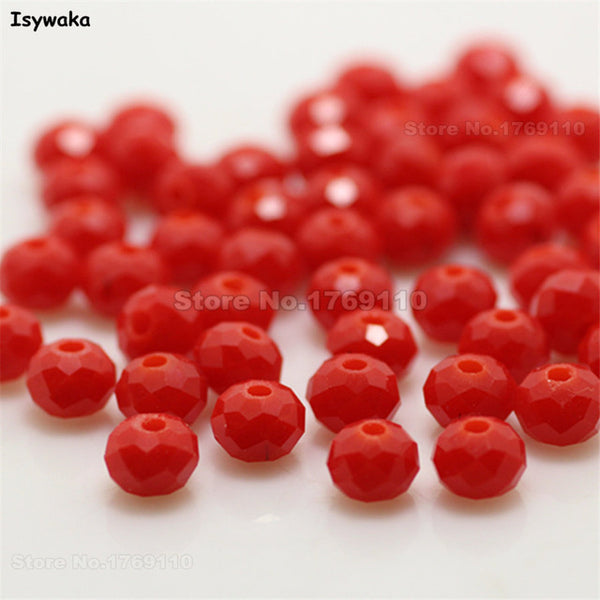 Isywaka Mixed Colors 4*6mm 100pcs Rondelle  Austria faceted Crystal Glass Beads Loose Spacer Round Beads for Jewelry Making