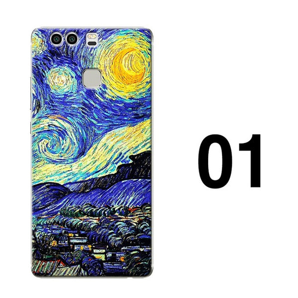 Starry Night Van Gogh Design Paint phone case for huawei p10 p9 plus p9 p8 lite 2017 mate 9 pro 8 soft silicone hard cover case