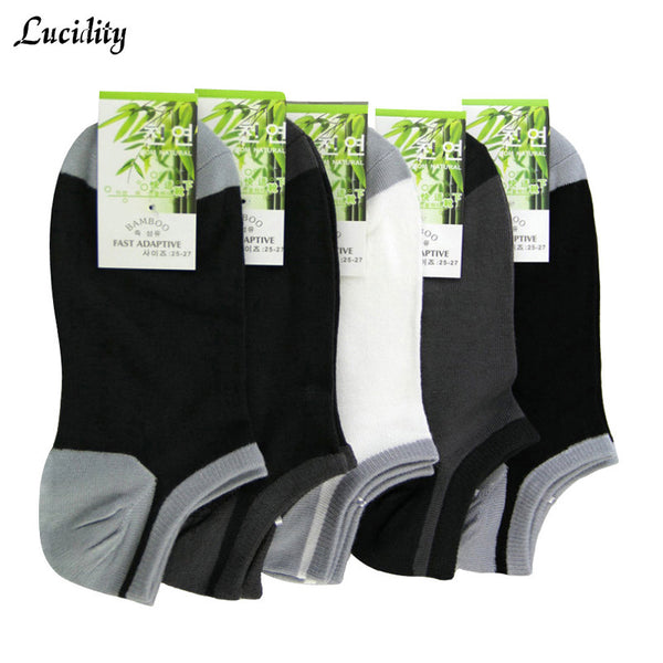 Lucidity Summer Socks Men Fashion Bamboo Shallow Mouth Men Socks Casual All-Match Man Socks High Quality 5pairs/lot