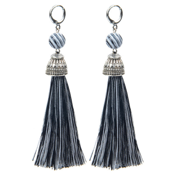 19 Styles Silk Boho Long Tassel Earrings Tiger Eye Lava Natural Stone Earrings Bohemian Women Dangle Earrings Gifts Jewelry