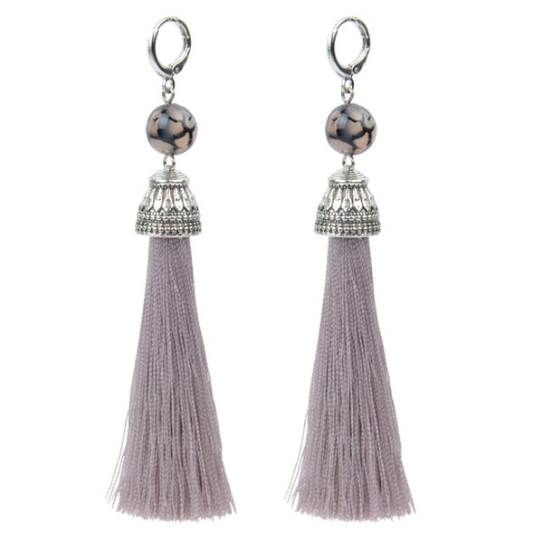 19 Styles Silk Boho Long Tassel Earrings Tiger Eye Lava Natural Stone Earrings Bohemian Women Dangle Earrings Gifts Jewelry