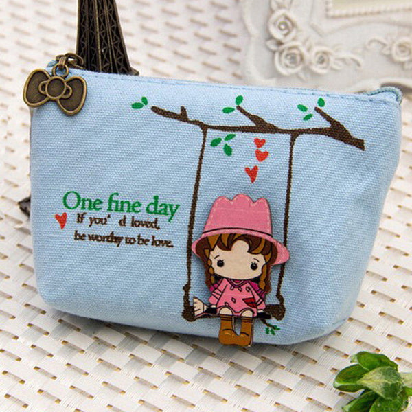 Cute Canvas Coin Bag Lovely Girls Purse Small Zipper Wallet Card Purse Zip Key Case Money Bag Coin Purses Carteira Feminina